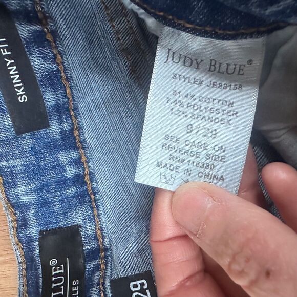 Judy Blue Skinny Jeans Womens 9/29 Blue Stretch Denim Mid Rise Faded Wash - Picture 4 of 6